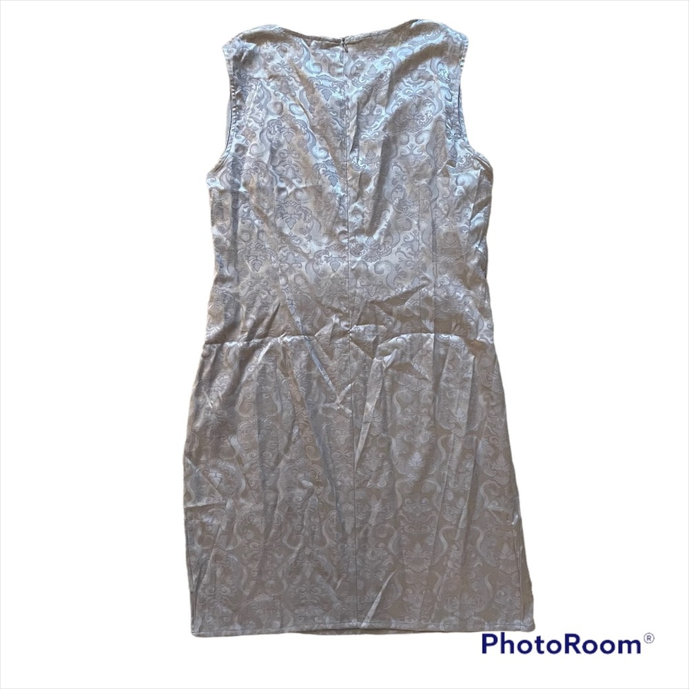NEW Floryday Silver Gray 2 Piece Brocade Sheath Dress Slinky Stretch Duster XXL - Picture 4 of 7